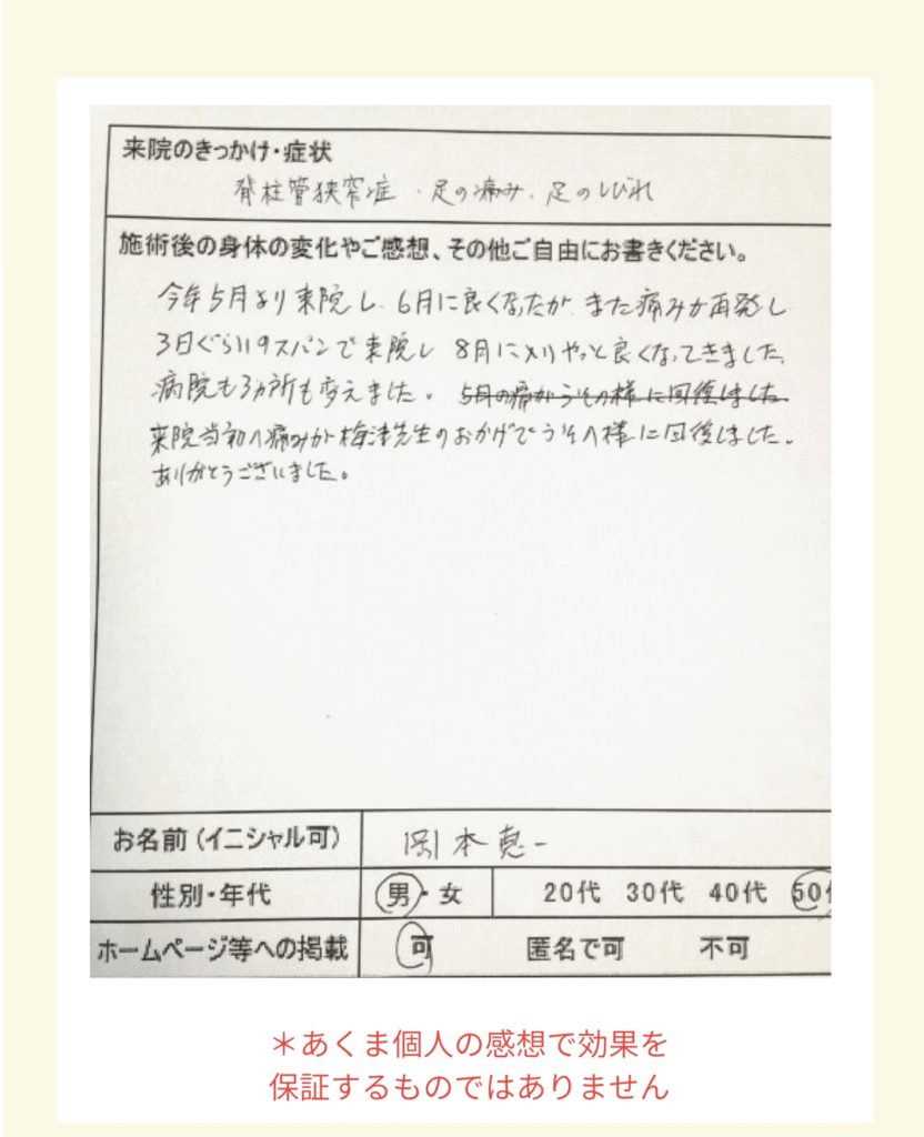 重症腰痛坐骨神経痛改善実績