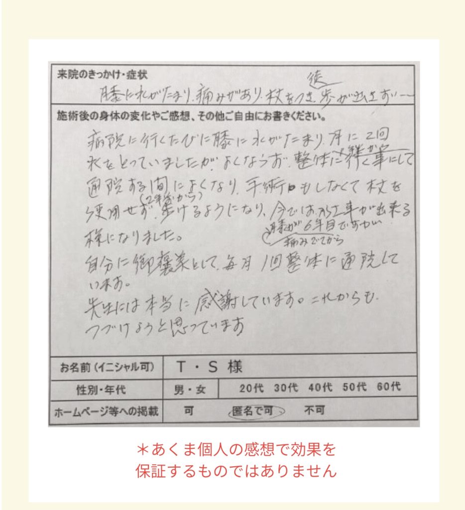 重症腰痛坐骨神経痛改善実績